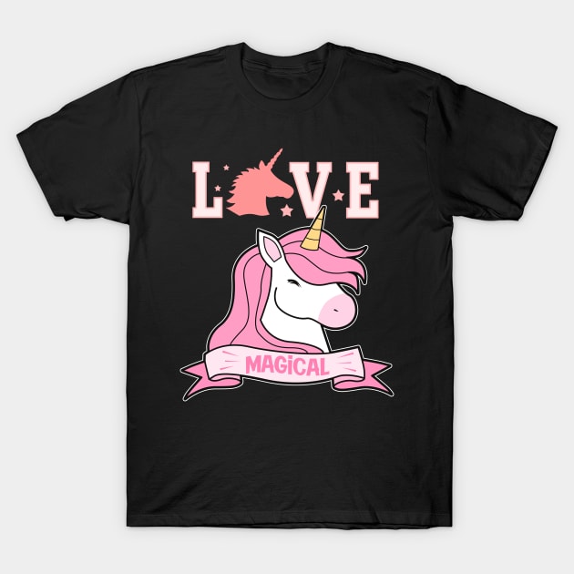 Magical Unicorn Pink T-Shirt by Imutobi